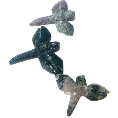 China New China Hot Selling Natural Quartz Crystal Moss Agate Stone Crystals Dragonfly Healing Stone for Decoration and Gifts for sale