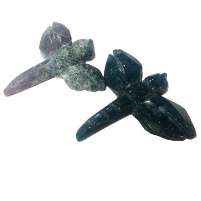 China China High Quality Hot Selling Natural Quartz Crystal Moss Agate Stone Crystals Dragonfly Healing Stone for Decoration and Gifts for sale