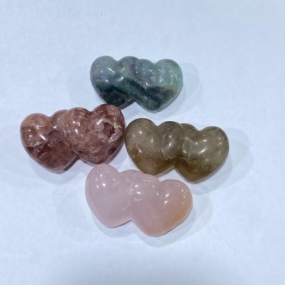 China China High Quality Natural Mini Crystal Hearts Crafts Healing Crystal Stones Double Hearts Decoration For Sale for sale