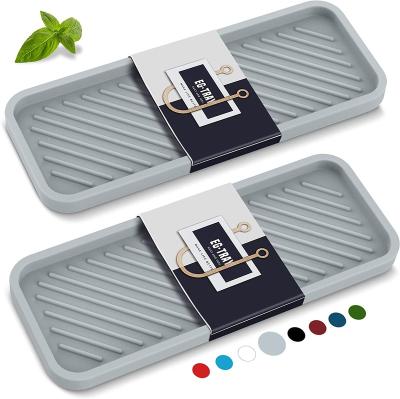 China Sustainable High Quality Silicone Material Multifunctional Tray Kitchen Sink Organizer &Soap Dispenser (2-pack) for sale