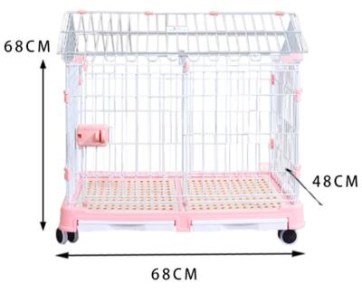 China Breathable Top Selling Dog Facilities Cages Metal Stainless Steel Wire Small Dog Cat Cage 68*48*68cm for sale