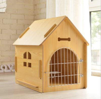 China Viable Detachable Wood Environmental Cabin Dog House Universal Cat Kennel Villa Dog House With Windows Pet Cage for sale