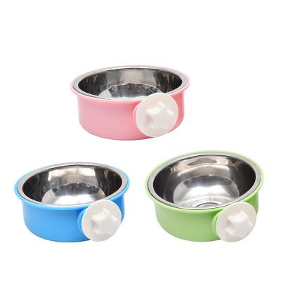 China Viable Single Feeders Pet Bowl Stainless Steel Bowl PP Inner Outer Material Puppy Cat Food Bowls for sale