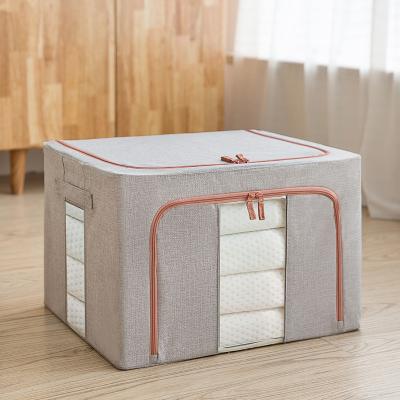 China CLASSIC Storage Box Hundred Boxes Household Steel Cotton and Clothes Canvas Organizer Thickened Large Foldable Dustproof Storage Box for sale