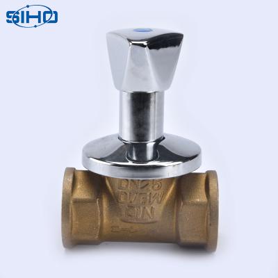 China General high quality standard built-in brass stop valve standard normal temperature water color ball stop and general brass BSP manual waste valves for sale