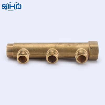 China The 3 way underfloor heating manifold fitting brass parts drain /brass manifold/manifoldfor manifold for NC underfloor heating system; Image by ZHE As for sale