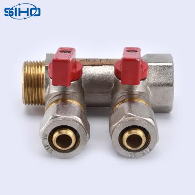 China 2 Ways High Pressure Water Manifolds Fittings Safety Brass Underfloor Heating Parts Drain manifoldfor various /brass/NC manifold; Image by ZHE As for sale