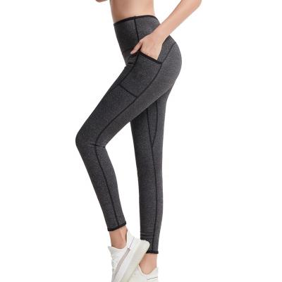 China Women Yoga Sauna Pants Body Shaper Sustainable Weight Loss Slimming Pants Waist Trainer Shapewear Tummy Hot Thermo Sweat Gray for sale