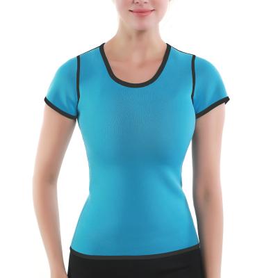 China Antibacterial Blue Thermo Hot Body Shaper Slimming Shirt Workout Sweat Best Sauna Suit Neoprene Waits Women Fat Burner Shapewear Trainer Tops for sale