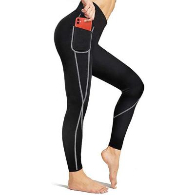 China Breathable Women Body Shaper Neoprene Sauna Hot Sport Tracksuit With Pocket Workout Running Slimming Pants Compression Gaiters for sale