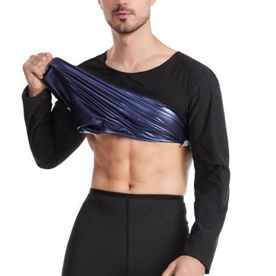 China New QUICK DRY Waist Trainer Vest Men Shirt For Weight Loss Sweatshirt Corset Body Shaper Sleeve Sauna Long Slimming Workout Shirt for sale