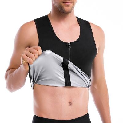 China QUICK DRY Men's Heat Trapping Zipper Sweated Increasing Vest Men Waist Trainer Sauna Suit Workout Tank Top Sauna Sweat Body Shaper Shirt for sale