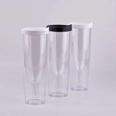 China Outdoor Creative Cocktail Stocked Double Layer Champagne Wine Drinking Glass Cup With Lid for sale