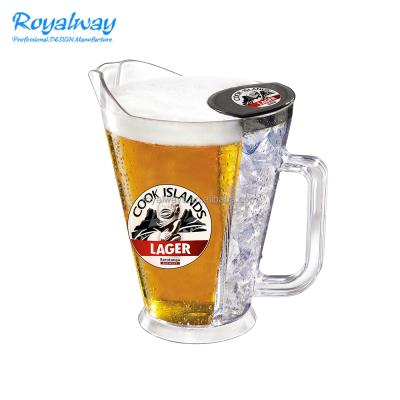 China WATER PITCH BPA Free Acrylic Beer Pitcher Jug With Ice Core 1.5L for sale