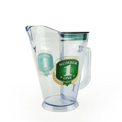 China BPA Free Sustainable 1.5L High Quality Plastic Beer Pitcher With Internal Ice Cube Holder for sale