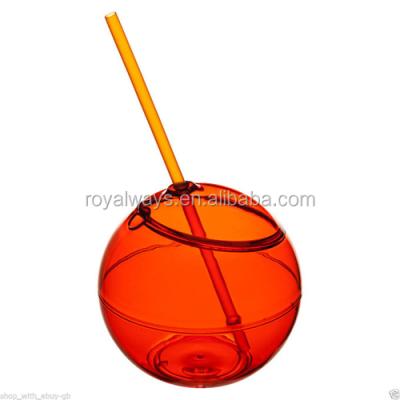 China New Design Sustainable PS 22oz Ball Shape Straw Mug / Party Mug for sale