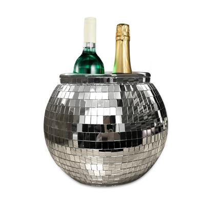 China Party Props Restaurant Ice Bucket for Birthday Party Props Wedding Bar for Beer Champagne Wine Cooler Rose Gold Disco Ball Ice Bucket for sale