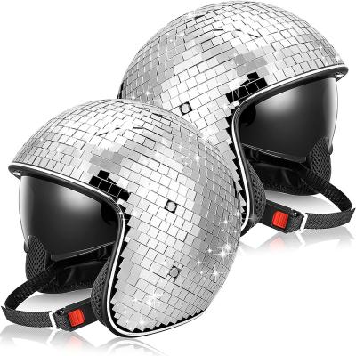 China European and American style bar DJ club party helmet gold bike crash motorcycle disco mirror ball helmet disco ball helmet decoration for sale