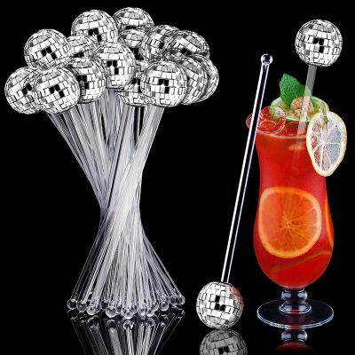 China Retro 70s ebay cocktail sticks mini glitter disco ball set plastic cocktail stirrer 2 inch disco ball cocktail stick for sale