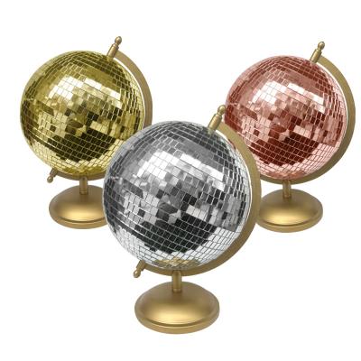 China Wholesale Art Deco Disco Ball Decorations Northern Europe Home Decor 8inch Desktop Dining Room Disco Mirror Ball Rotating Golden Globe for sale