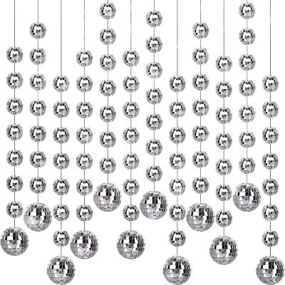 China Hanging Decoration Disco Ball Hanging Ornaments String Mini Mirror Decorations Reflective For Party Wedding Festival Birthday Disco Ball String for sale