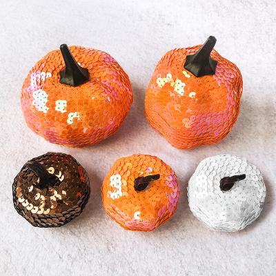 China Christamas Home Decoration Christmas Decoration Supplies Cute Halloween Decorations Holiday Party Table Decorations Ideas Craft Glitter Orange Pumpkin for sale