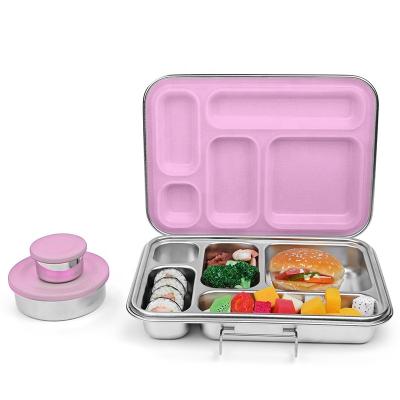 China Custom Aohea Logo Stainless Steel Lunch Box Metal Food Storage Container Freshness Preservation Boxes With Collapsible Silicone Lunch Box for sale