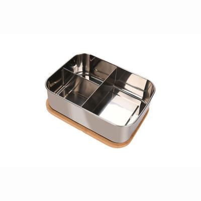 China Camping Bento Box Stainless Steel Lunch Containers Bento Lunch Box School Stainless Double Lip Stack Eco-Friendly Bamboo for sale