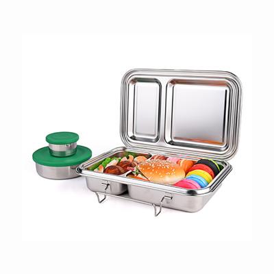 China Cheap Viable Bento Box Reusable Steel Kids 2 Compartments 304 Stainless Steel Silicone Bento Box for sale