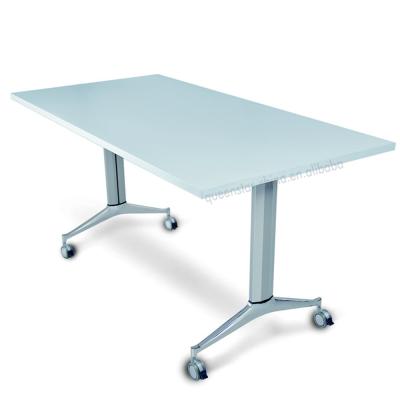 China Modern melamine laminated QS-TD03 panel flip up mobile training table school desks training desk mobile service table for sale