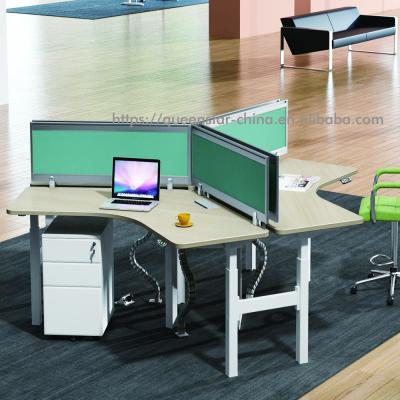 China Adjustable Desk L Adjustable Height Computer Desk QS-AD04-L Height Adjustable Electric L-shape Position Computer Desk Height Adjustable Workstation for sale