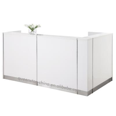 China QS-RC05 Modern L Shaped Reception Furniture For Hotel Contemporary White Chandelier Reception Desk for sale