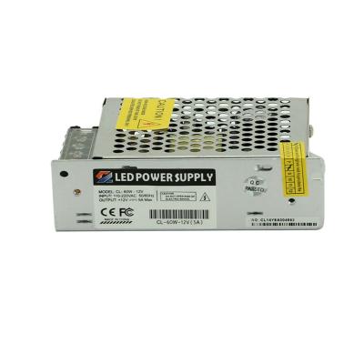 China 110V 220V AC to 12V DC 5Amp Switching Power Supply 12V 60W Power Source For LED Strip Lights en venta