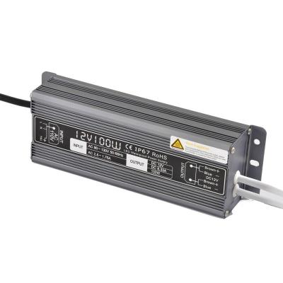 China IP67 Aluminum Waterproof power supply 12V 8.3A 100W for Outdoor Led Lighting for sale