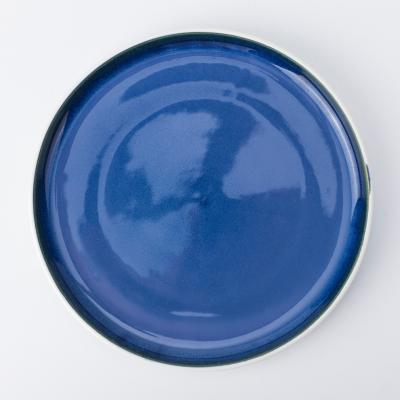 China Coffee Shop Tub/Party Wedding Buffet/Restaurant/Home Hotel 2020 New Customize Design Blue Color Glaze Ceramic Plate Dish for sale