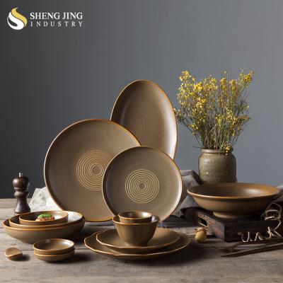 China Hotel China Sustainable Matte Tableware Ceramic Set Items for sale