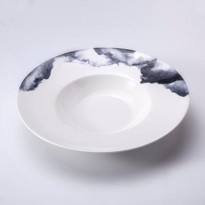 China 2020 Custom Microwave Oven Ceramics Plate Bowl For Sustainable Eco Friendly Restaurant for sale