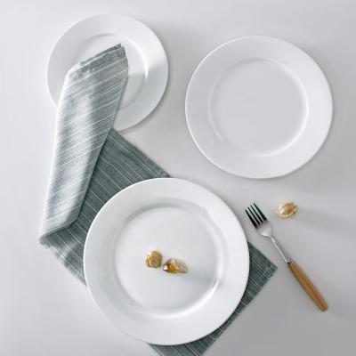 China Sustainable Wholesale White Round Ceramic Tableware Dish Flat Plate for sale