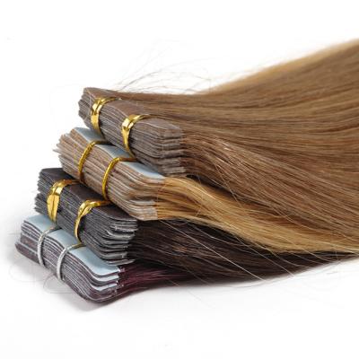 China JP Straight Blonde Virgin Human Double Drawn Cuticle Aligned Russian Remy Ombre Tape In Hair Extensions for sale