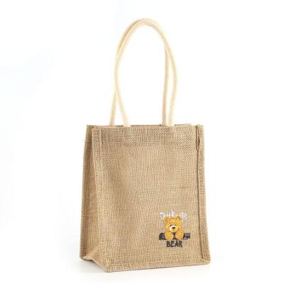 China Ecological; Reusable; Logo Gift Bags Grocery Custom Tote Wholesale Biodegradable Bags Burlap Tote Jute Shopping Bags for sale