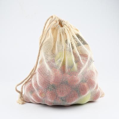 China PUNCH 100% Cotton Mesh Pouch Net Drawstring Bag Cotton Mesh Shopping Bag For Toys Fruit Vegetable for sale