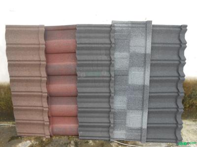 China Durable Aluminum Zinc Plate Stone Coated Metal Shingles Tiles Red / Gray for sale