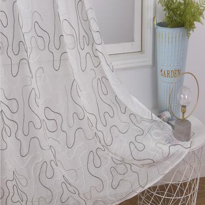 China 2022 Hot Sale Insulated Embroidered Pure White Geometric Shower Curtain Fabric Curtains for sale