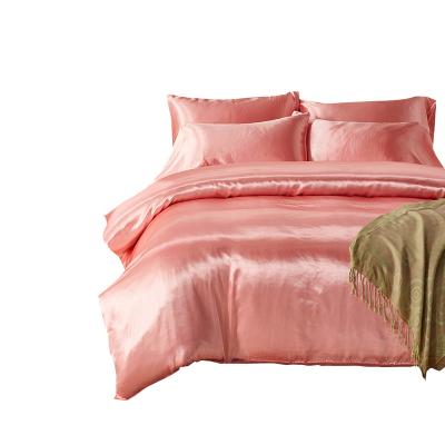 China Soild Color King Bed SheetSilk Technology 4 Pcs Fire Retardant European Luxury Bedding Sets 100% Polyester Bed Sheet Sets for sale