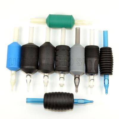 China Excellent Quality 1 Inch Silicone Tattoo Grip Tube Gripper Permanent Disposable Rubber Plastic Tattoo Grip for sale