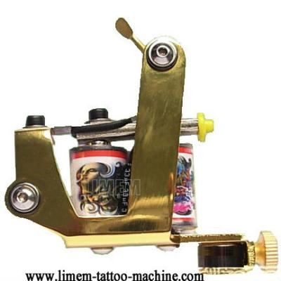 China Best Permanent Gold Color Coating Tattoo Machine Brass Handmade Tattoo Gun for sale