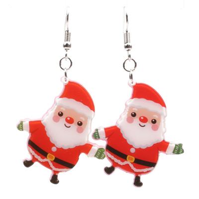 China 2021 New Christmas Lead Free Nickel Free Acrylic Gold Plated Earrings Santa Clause Earrings Wholesale for sale