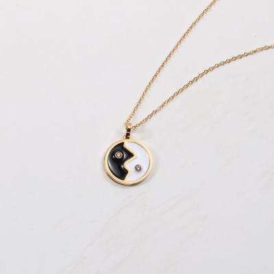 China Trendy Sun Necklaces Lead Free Nickel Free 18K Gold Plated Stainless Steel Jewelry Yin Yang Cute Necklace For Women for sale