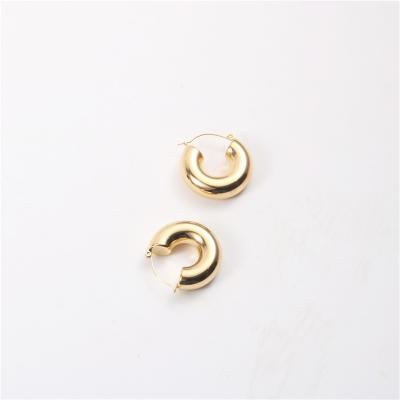 China 2021 Hoop Earring 18K Gold PVD Gold Link Cavity Tube Hoop Earring Trendy Hoop Earring Lead Free Nickel Free 2021 Stainless Steel Jewelry for sale