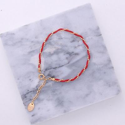 China Retro Wear Jewelry Lead Free Nickel Free Stainless Steel Anklet Chain Bracelet Red Rope Daily Adjustable Gold Plated Bracelet For Gift for sale